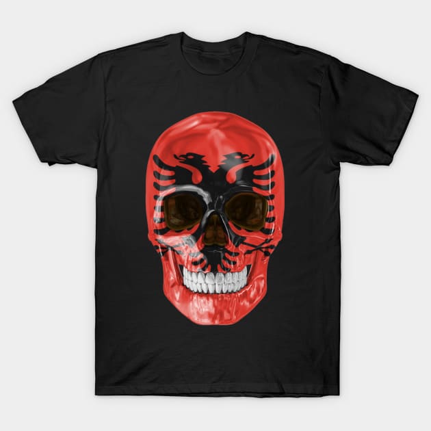 Albania Flag Skull - Gift for Albanian With Roots From Albania T-Shirt by Country Flags
